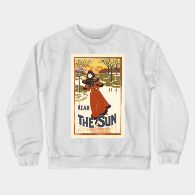 READ THE SUN by Louis Rhead 1896 Maitres De L' Affiche Lithograph Art Crewneck Sweatshirt by vintageposters